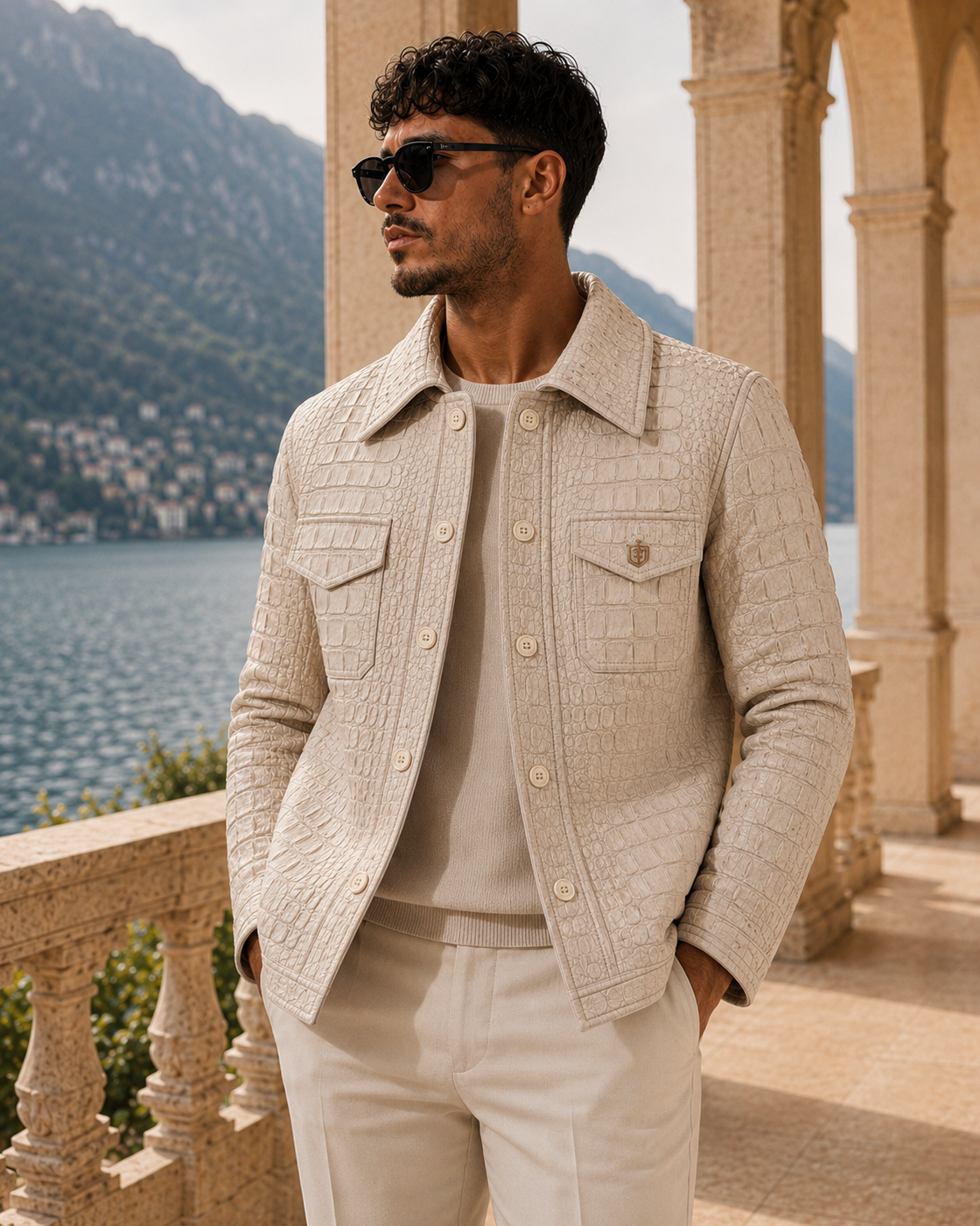 Albino Crocodile Field Jacket in Ivory getragen