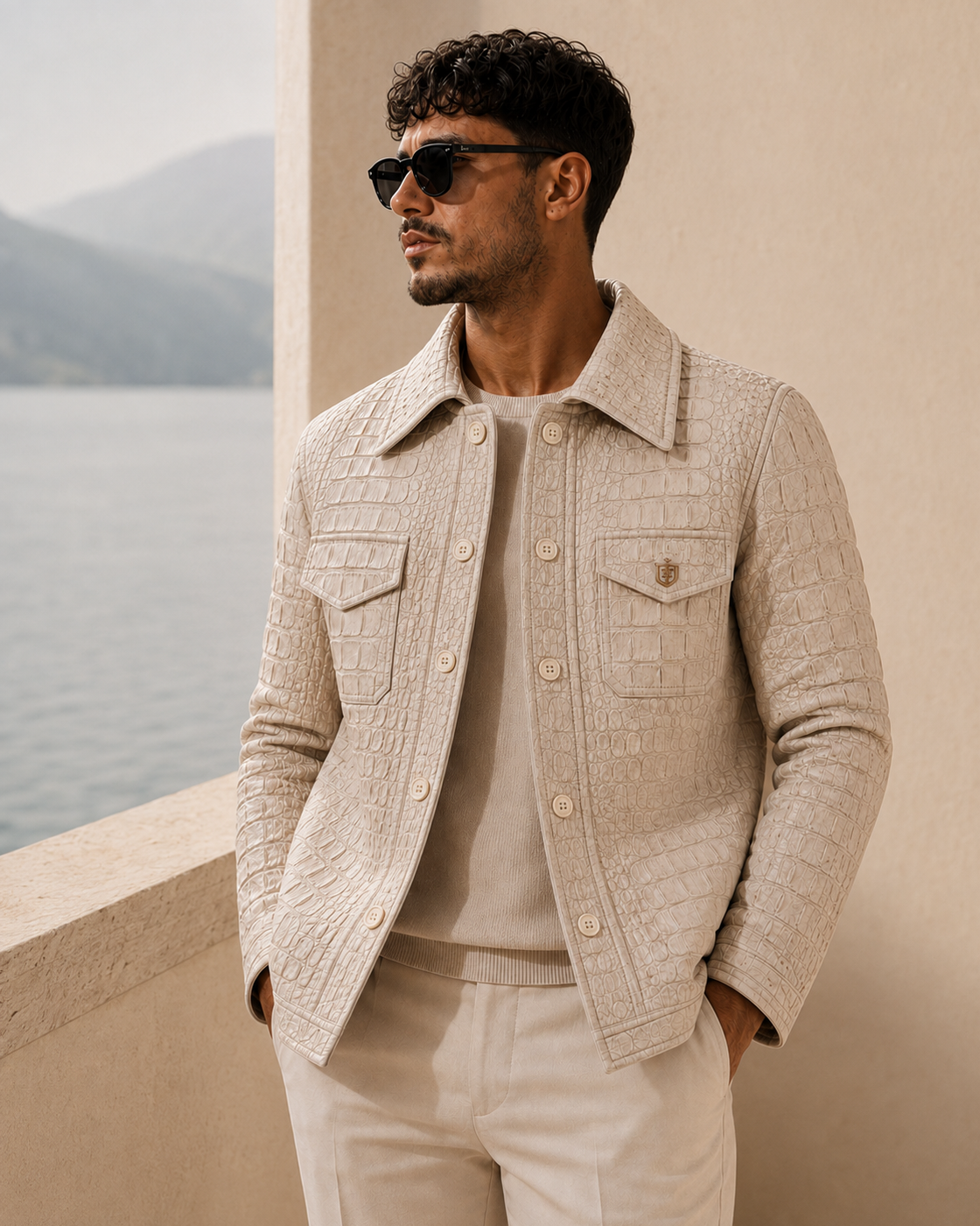 Albino Crocodile Field Jacket getragen