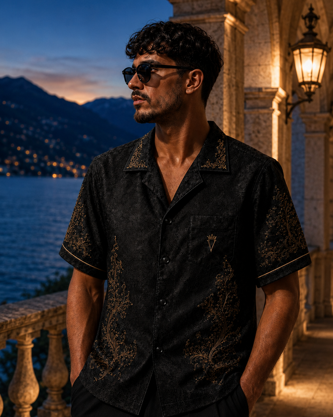 Nocturne Embroidered Resort Shirt getragen