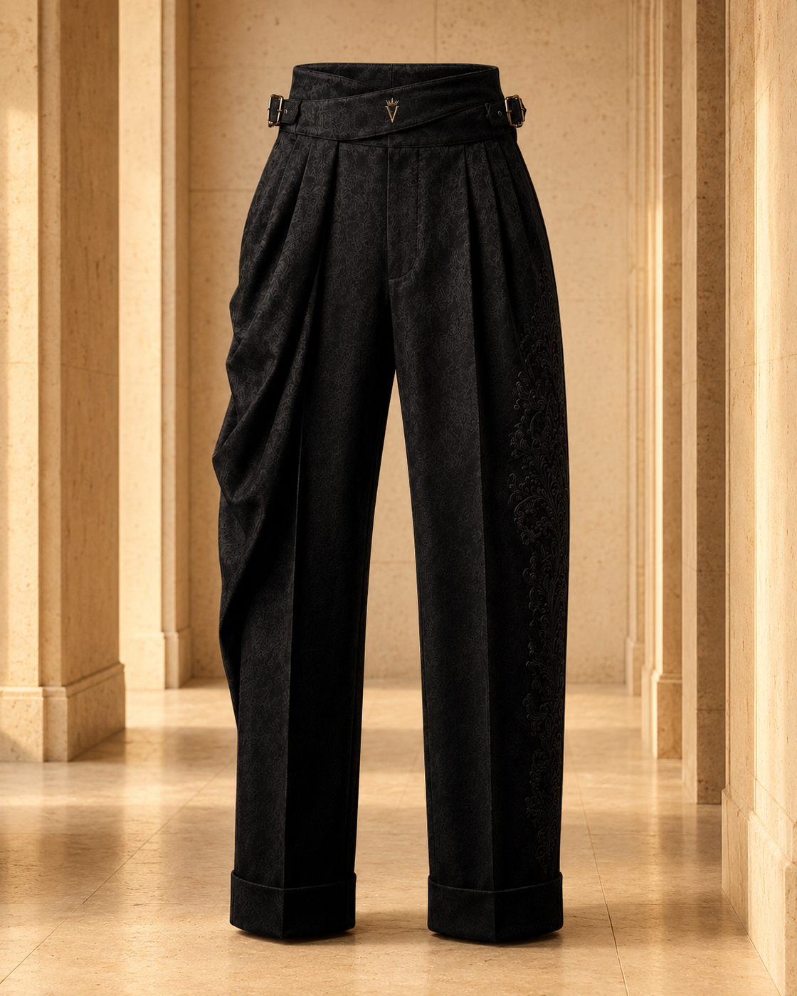 Nocturne Jacquard Trouser Black